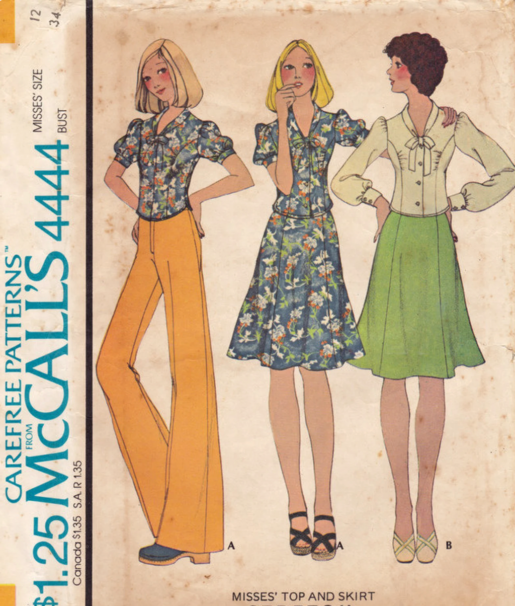 1970's McCall's Princess Line Button Up Blouse and Flared Skirt Pattern - Bust 34" - No. 4444