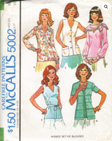 1970's McCall's Button Up Blouses and Scarf Pattern  - Bust 32.5" - No. 5002