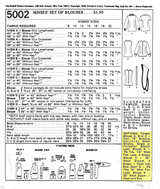 1970's McCall's Button Up Blouses and Scarf Pattern  - Bust 32.5" - No. 5002