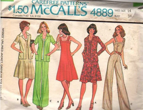 1970's McCall's Unlined Jacket, Princess Line Dress or Top and High Waisted Pants Pattern - Bust 32.5-34" - No. 4889