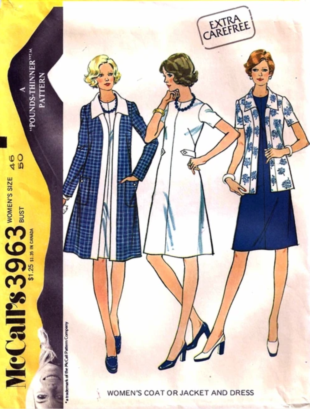 1970's McCall's Coat and Dress pattern  - Bust 48" - No. 3963