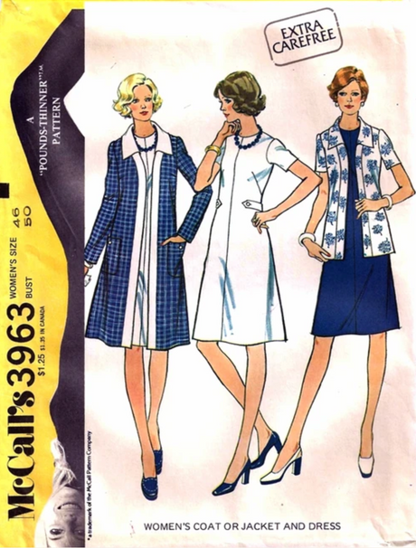 1970's McCall's Coat and Dress pattern  - Bust 48" - No. 3963