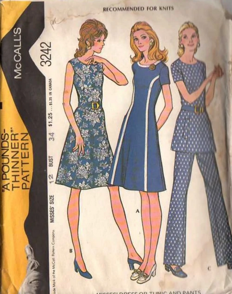 1970's McCall's Princess Line Dress or Tunic and Pants Pattern  - Bust 34" - No. 3242
