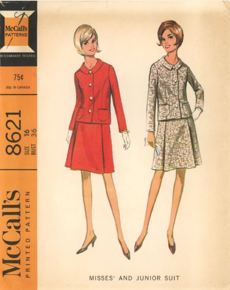 1960's McCall's Princess Line Suit Dress pattern - Bust 36" - No. 8621