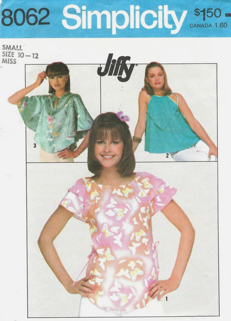 1970's Simplicity Pullover Flowy Top pattern - Bust 36-38" - No. 8062