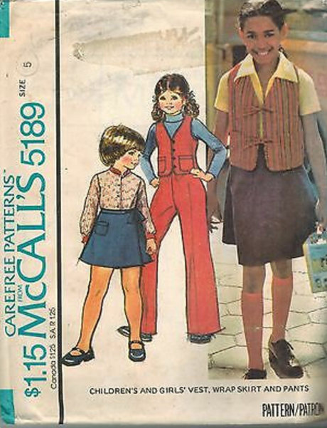 1970's McCall's Child's Wrap Skirt, Vest and Pants pattern  - Chest 23-28.5" - No. 5189