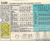 1970's McCall's Child's Wrap Skirt, Vest and Pants pattern  - Chest 23-28.5" - No. 5189