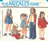 1970's McCall's Child's Dress, Top and Pants pattern  - Chest 20-23" - No. 5348