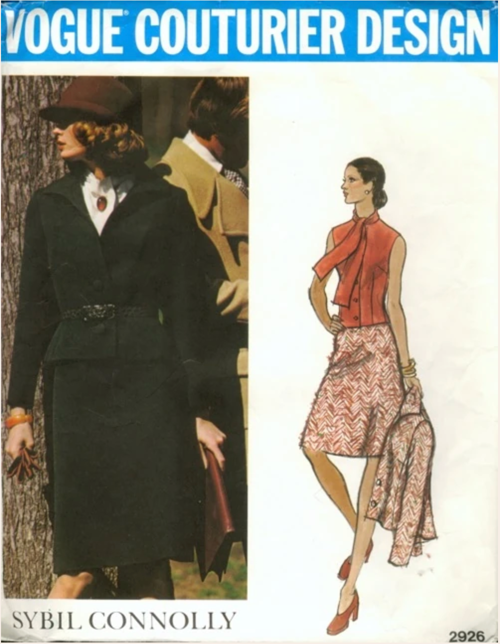 1970's Vogue Couturier Design Blouse, Skirt and Jacket Pattern by Sybil Connoly - Bust 36" - No. 2923