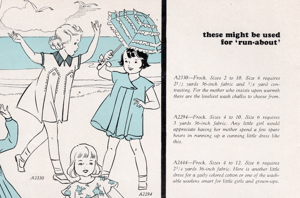 1930's Anne Adams Child’s Dress Pattern – Size 4 - No. 2330
