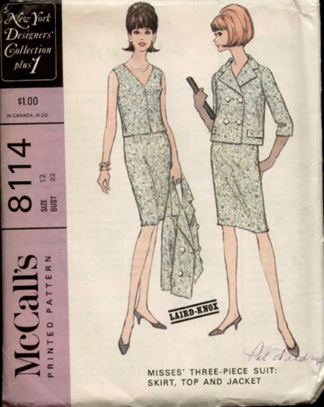 1960's McCall's Designer Suit Dress pattern -Laird-Knox - Bust 36" - No. 8114