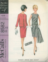 1960's McCall's Designer Sheath Dress and Jacket pattern -Laird-Knox - Bust 36" - No. 8582