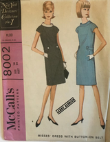 1960's McCall's Designer Princess Line Shift Dress pattern - Larry Aldrich - Bust 36" - No. 8002