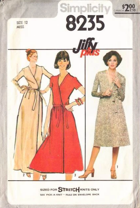 1970's Simplicity Front Wrap Dress pattern - Bust 38" - No. 8235