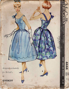 1950's McCall's GIVENCHY Fit and Flare Princess Line Dress Pattern with Back Accent Strap - Bust 31" - No. 4444