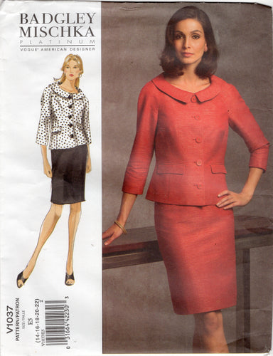 2000's Vogue American Designer BADGLEY MISCHKA Skirt Suit Pattern - Bust 36-44
