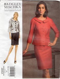 2000's Vogue American Designer BADGLEY MISCHKA Skirt Suit Pattern - Bust 36-44" - No. V1037