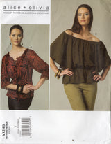 2010's Vogue American Designer Alice + Olivia Pullover Top Pattern in Two Styles - Bust 29.5-36" - No. V1245