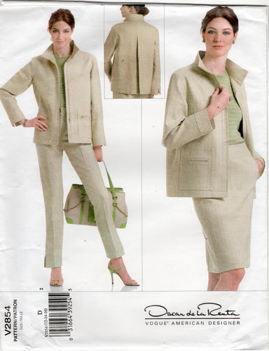 2000's Vogue American Designer OSCAR DE LA RENTA Skirt or Pants Suit Pattern - Bust 34-38