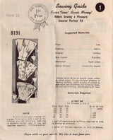 1940's Mail Order One Yard Blouse Pattern - Bust 36" - No. 8191