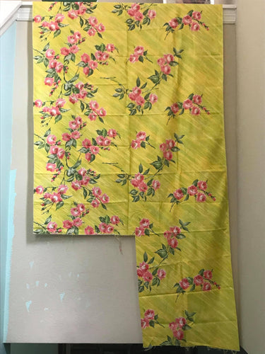 1950’s Pink Rose on Yellow Fabric - Cotton