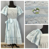 1970/80’s Blue Eyelet Dress with Flutter Sleeves - S/M