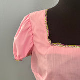 1970’s Empire Waist Pink Pullover with slight gathers underbust - SM - Cotton Blend