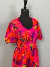 1970’s Hawaiian Pink and Purple Floral Barkcloth Maxi Dress - L/XL