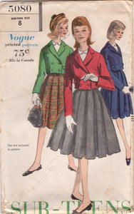 1960's Vogue Sub-Teen Double Breasted Jacket and Pleated Skirt - UC/FF - Bust 28" - No. 5080