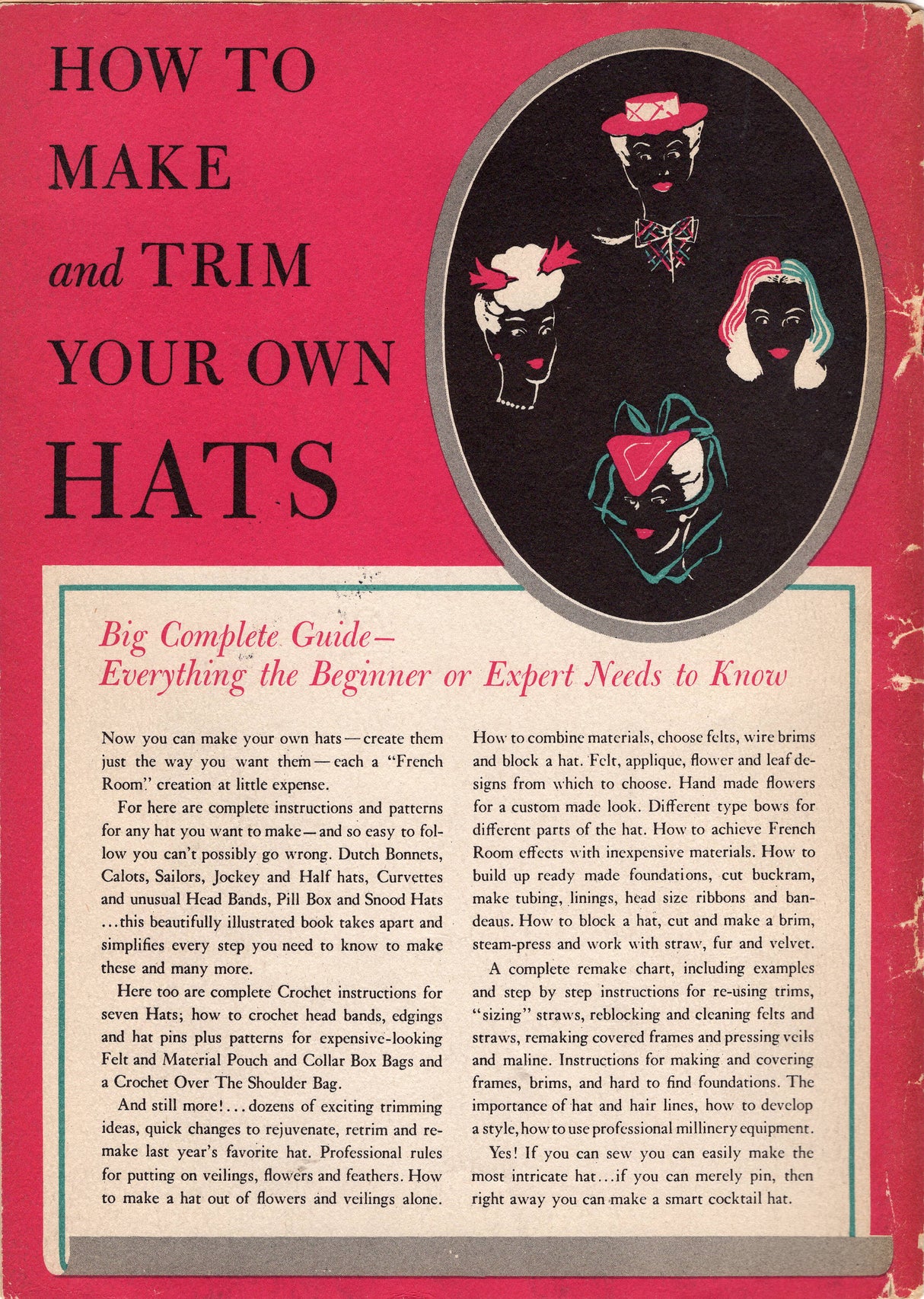 1940's How to Make and Trim Your Own Hat - OOP - PDF Download