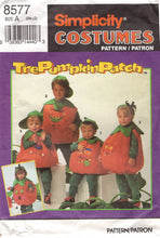 1993's Simplicity Pumpkin Patch Costume with Pumpkin, Hat and Stem Headpiece - Chest 19"-25" - No. 8577