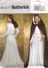 2000's Simplicity Renaissance Costume Collection Medieval Flowing Dress with Large Sleeves and Cape Pattern - Size 6-8-10-12 - No. B4377