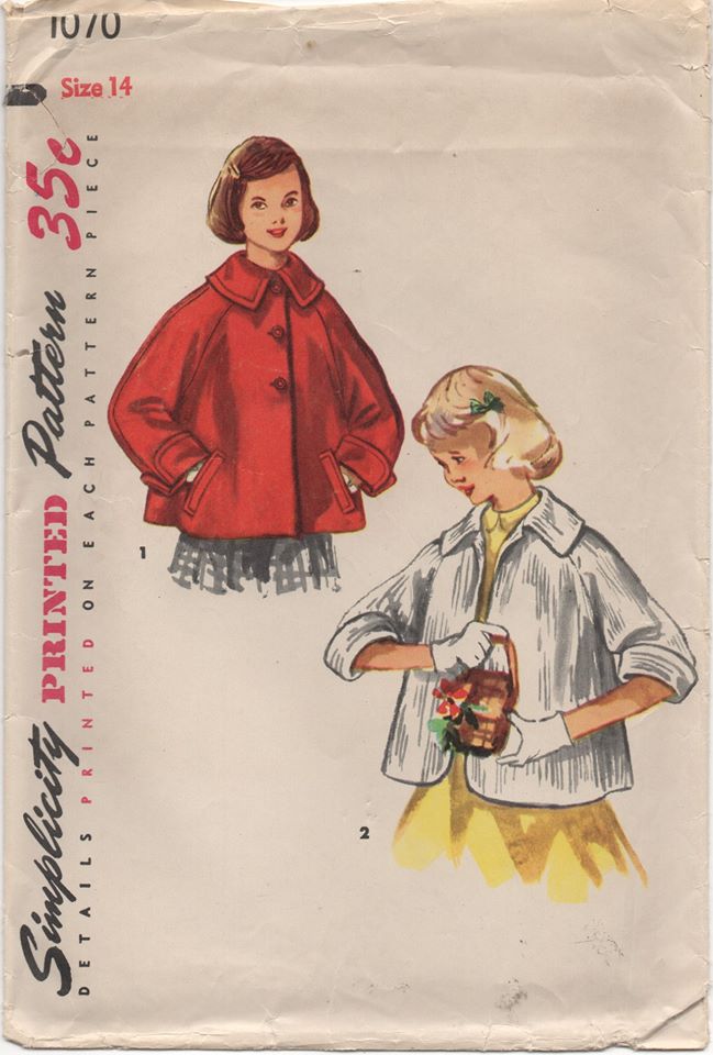 1950's Simplicity Child's Crop Jacket - Bust 32" - No. 1070