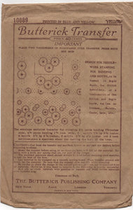1930's Butterick Circular and dot Transfer - Yellow - No. 10889
