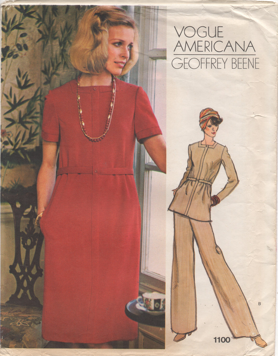 1970's Vogue Americana One Piece Dress or Tunic and Pants - UC/FF - Bust 34