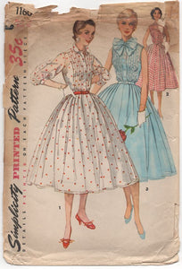 Copy of 1950’s Simplicity One Piece Dress with Tucked Bodice and Pussy Bow - Bust 30" - No. 1160