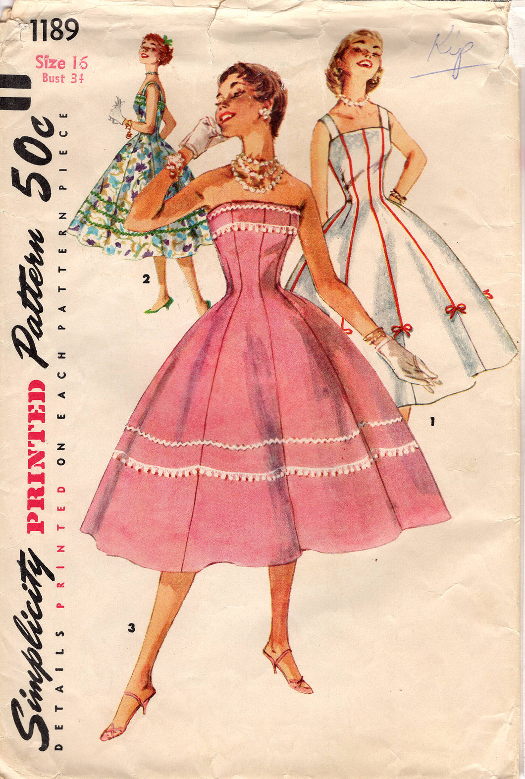 1950's Simplicity Strap or Strapless Princess line Dress Pattern - Bust 34