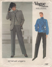1980's Vogue Paris Original Wrap Blouse with Bow detail, Jacket and High Waisted Pants Pattern - Emanuel Ungaro - Bust 34" - UC/FF - No. 1197