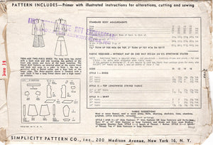 1940's Simplicity Two Piece Dress Pattern with Long Torso Top and Pleated Front Skirt - Bust 32" - No. 2183