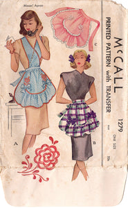 1940’s McCall Full or Half Apron Pattern - One Size - No. 1279