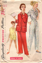 1950's Simplicity Two Piece Pajamas Pattern with Shorts or Pants - Bust 32" - No. 1325
