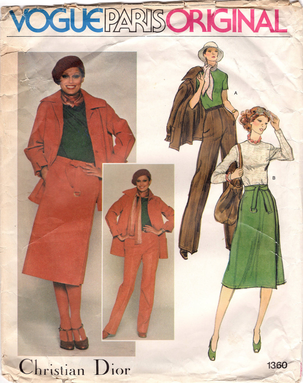 1970's Vogue Paris Original Jacket, Skirt, Pants and Blouse Pattern - Christian DIOR - Bust 32.5