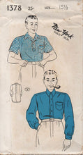 1940's New York Men's Pullover or Button Up Shirt - Chest: 40" - No. 1378