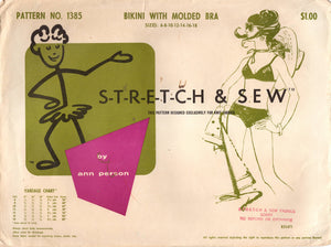 1970's Stretch & Sew Two Piece Bikini Swimsuit with Molded Cup - Bust 30.5-40" - No. 1384