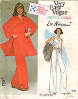 1970’s Vogue Zip Front Jumpsuit with straight legs and Jacket Pattern - Bust 34” - No. 1389