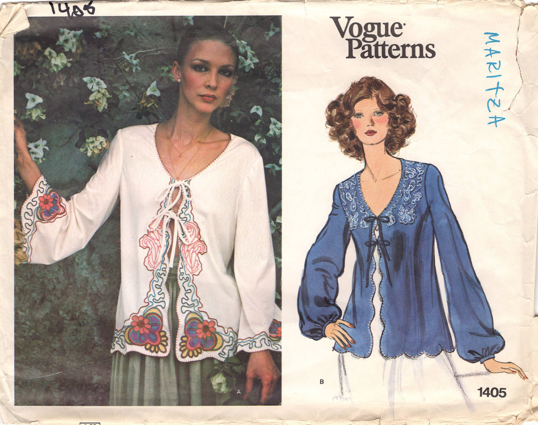 1970's Vogue Loose Fit Jacket with Embroidery Transfer - Bust 34-36
