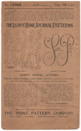 1910's Ladies Home Journal Script Letter Transfer "K" - No. 14068