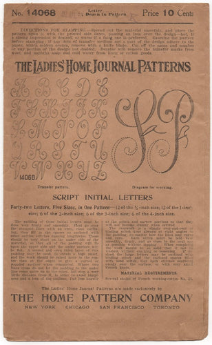 1910's Ladies Home Journal Script Letter Transfer 
