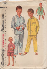 1950's Simplicity Child's Pajama Set with Button Up or Pullover Top - Chest 26" - No. 1434