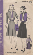 1940's Hollywood Bolero and Skirt Set Pattern - Bust 32" - No. 1506